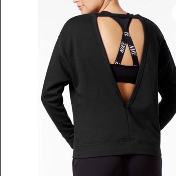 Nike Black Pullover Cut Out Back Long Sleeve Sweatshirt | SZ S - Picture 1 of 9